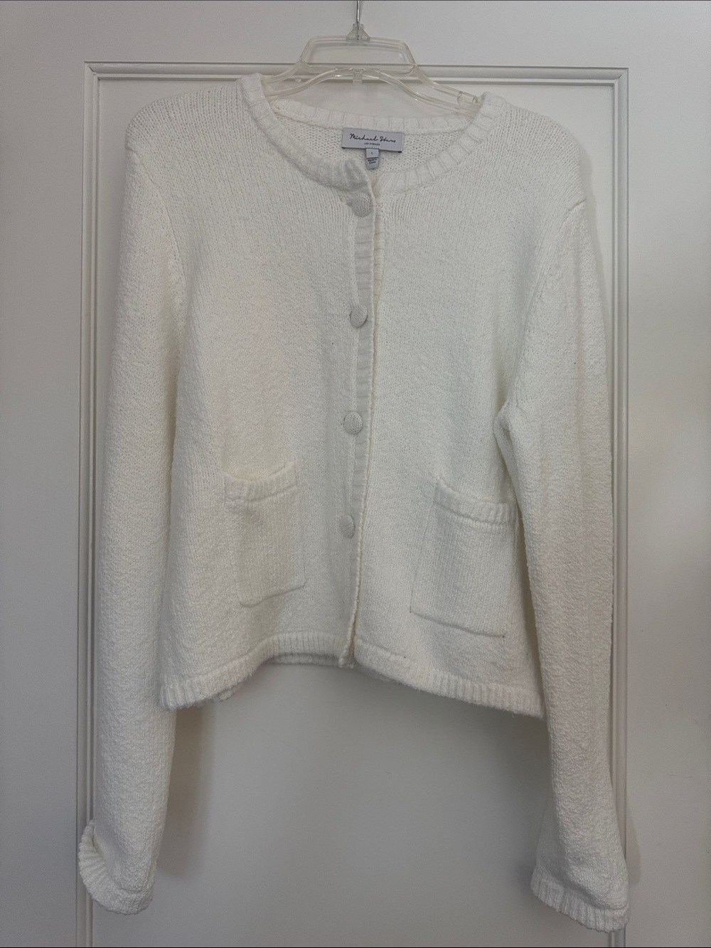 Michael Stars White Knit Button-Front Cardigan